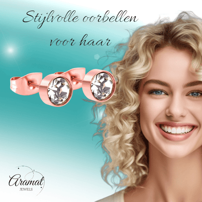 Rosékleurige kristallen oorstekers – 5 mm - oor3745 - Oorbellen kopen# - 5mm - alles - cadeau