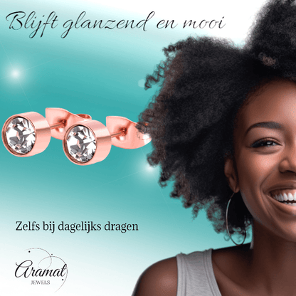 Rosékleurige kristallen oorstekers – 6 mm - oor3746 - Oorbellen kopen# - 6mm - alles - cadeau