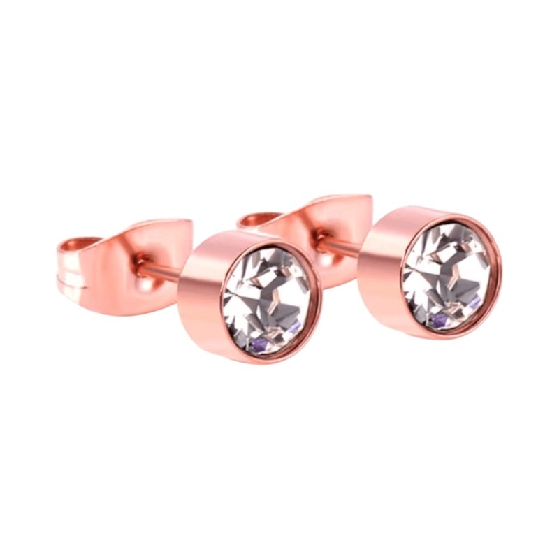 Rosékleurige kristallen oorstekers – 6 mm - oor3746 - Oorbellen kopen# - 6mm - alles - cadeau