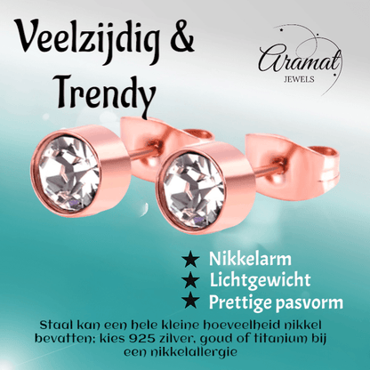Rosékleurige kristallen oorstekers – 6 mm - oor3746 - Oorbellen kopen# - 6mm - alles - cadeau