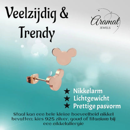 Rosékleurige Mickey Mouse Oorbellen – 8mm RVS - oor4225 - 80975 - Oorbellen kopen# - 8mm - alles - cadeau