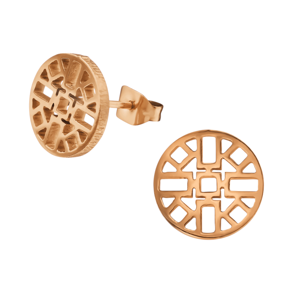 Rosékleurige Oorbellen Azteken Motief 10mm - Aramat Jewels - Oorbellen - cadeautip