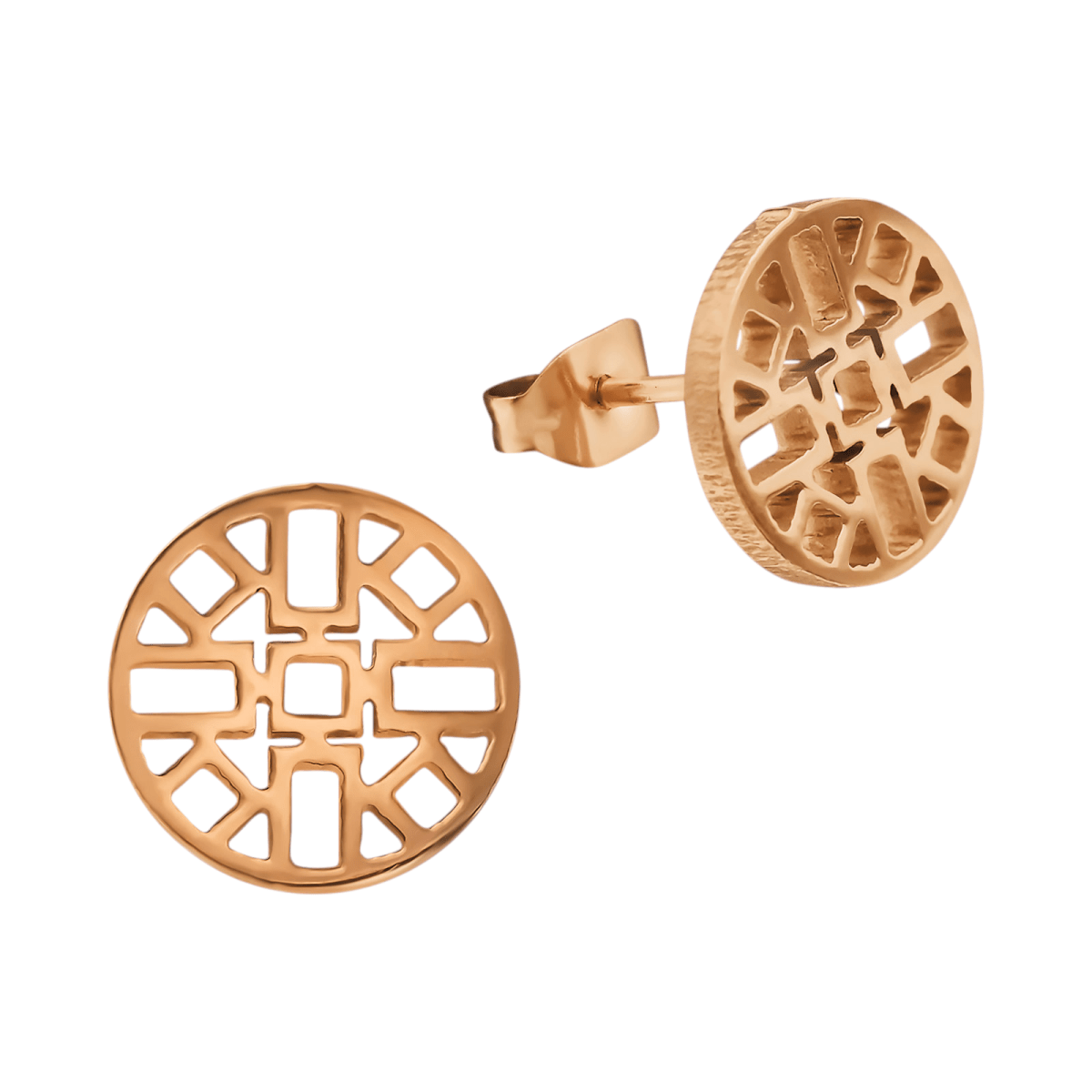 Rosékleurige Oorbellen Azteken Motief 10mm - Aramat Jewels - Oorbellen - cadeautip