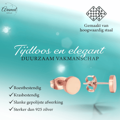 Rosekleurige Ronde Oorstekers RVS 7mm - Aramat Jewels - Oorbellen - cadeautip
