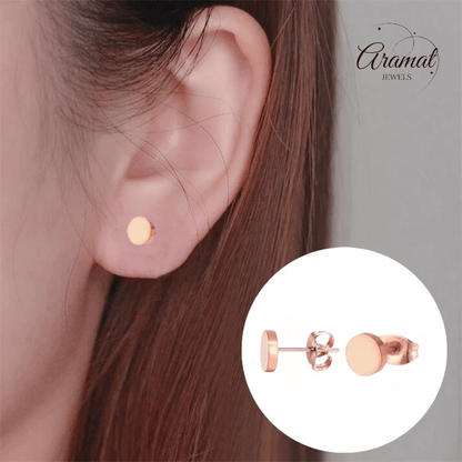 Rosekleurige Ronde Oorstekers RVS 7mm - Aramat Jewels - Oorbellen - cadeautip