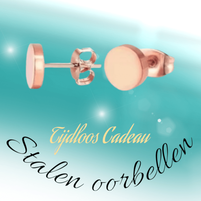 Rosekleurige Ronde Oorstekers RVS 8mm - Aramat Jewels - Oorbellen - cadeautip