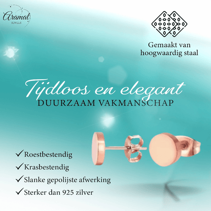 Rosekleurige Ronde Oorstekers RVS 8mm - Aramat Jewels - Oorbellen - cadeautip