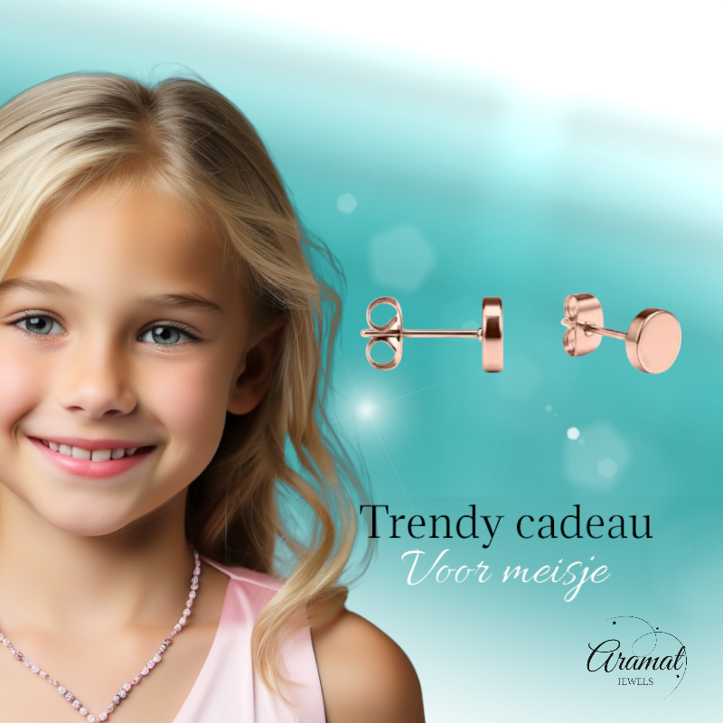 Rose-colored Round Ear Studs Stainless Steel 3mm