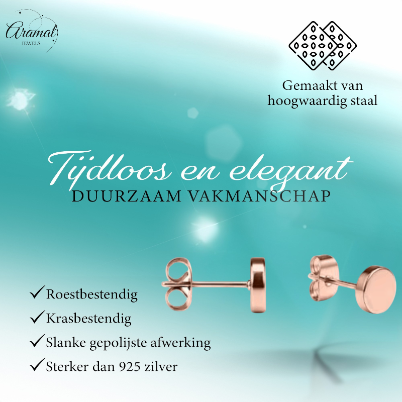 Rose-colored Round Ear Studs Stainless Steel 3mm