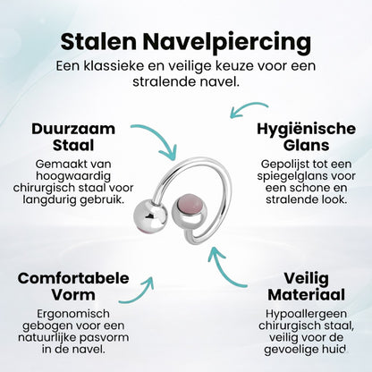 Piercing au nombril en spirale d'acier œil de chat rose