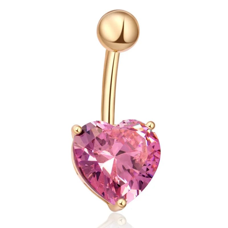 Pink Heart Navel Piercing with Zirconia