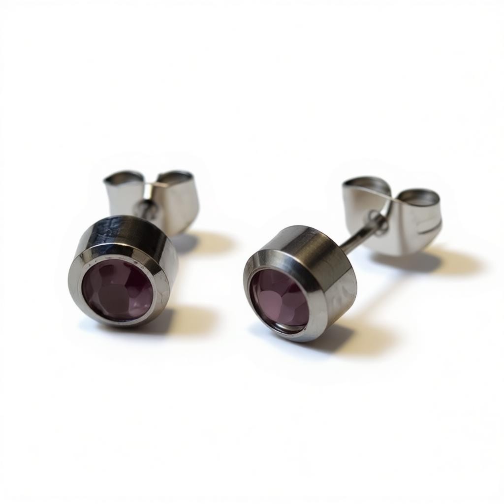 Earrings – Steel Light Purple Crystal (6mm)