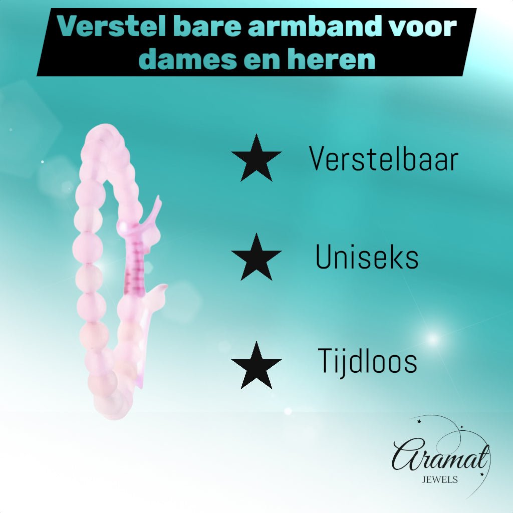 Roze Kwarts Armband verstelbaar - Aramat Jewels - Armbanden - cadeautip