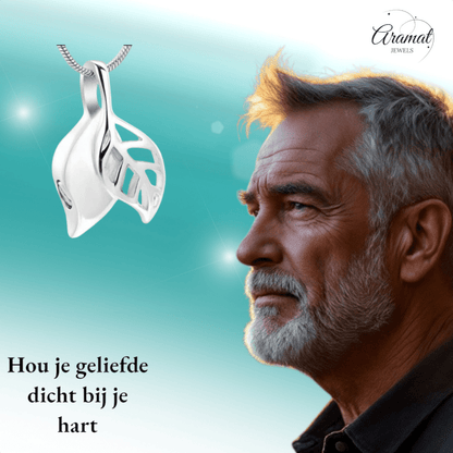 RVS Ashanger Twee Blaadjes - Zilverkleurig - hang674 - 10032 - Gedenkhangers kopen# - 20mm - alles - ashangers