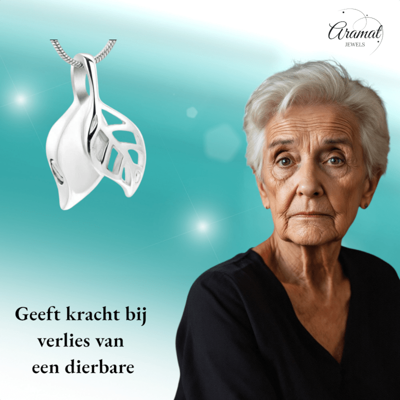 RVS Ashanger Twee Blaadjes - Zilverkleurig - hang674 - 10032 - Gedenkhangers kopen# - 20mm - alles - ashangers