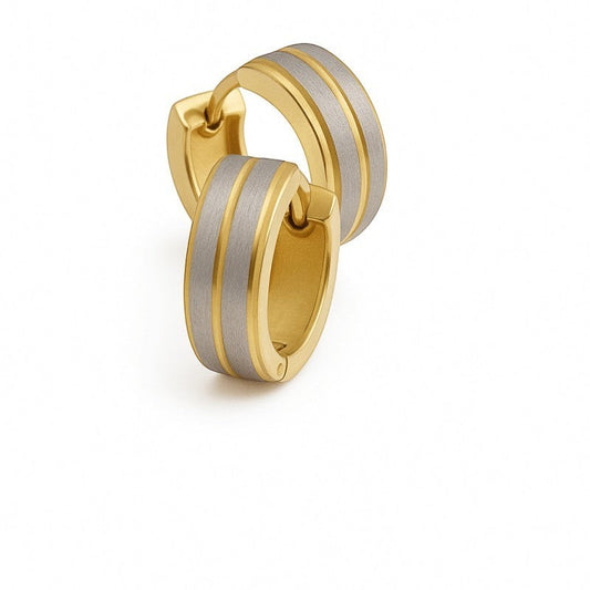 Rvs Bicolor Oorbellen 13x5mm - Aramat Jewels® - oor5906 - Oorringen kopen# - 13mm - 5mm - alles