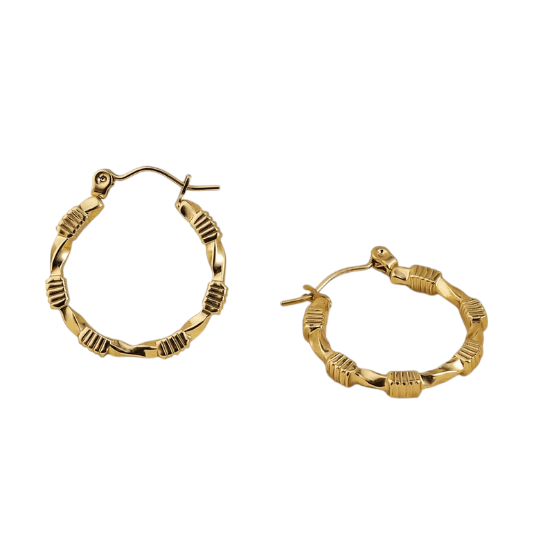 RVS Blokjes Oorringen 25x23mm Goudkleurig - oor6366 - 514408 - Oorringen kopen# - 25mm - alles - blokjes