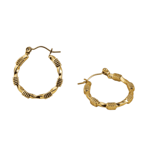 RVS Blokjes Oorringen 25x23mm Goudkleurig - oor6366 - 514408 - Oorringen kopen# - 25mm - alles - blokjes