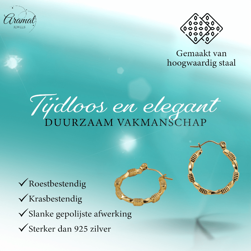 RVS Blokjes Oorringen 25x23mm Goudkleurig - oor6366 - 514408 - Oorringen kopen# - 25mm - alles - blokjes