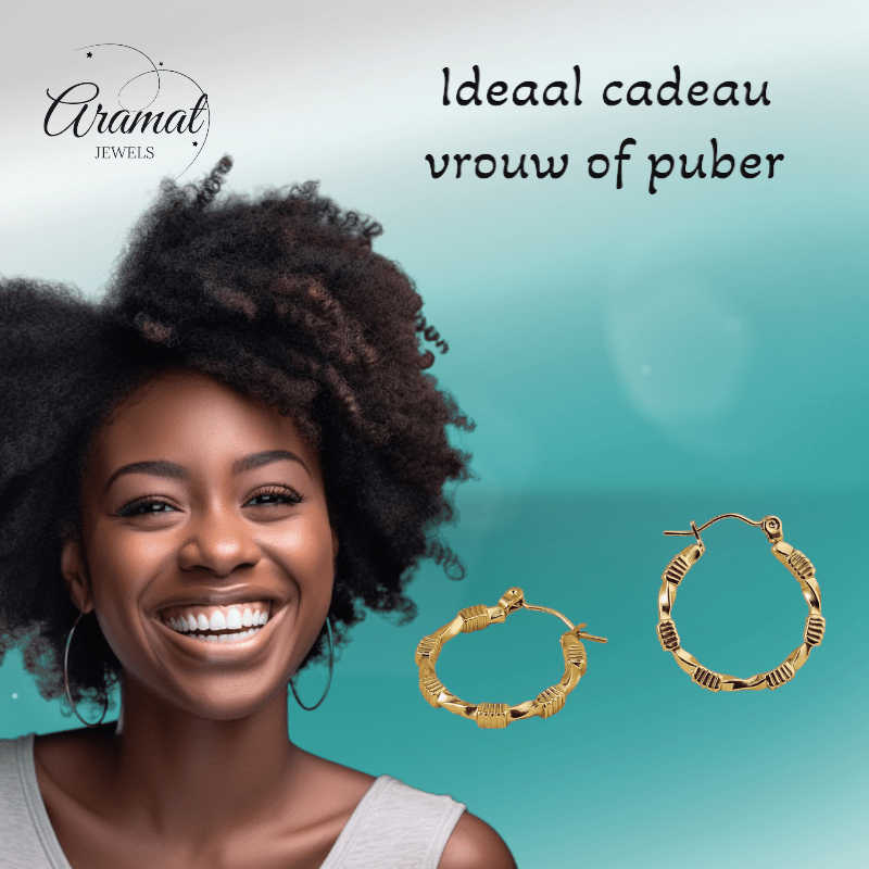 RVS Blokjes Oorringen 25x23mm Goudkleurig - oor6366 - 514408 - Oorringen kopen# - 25mm - alles - blokjes