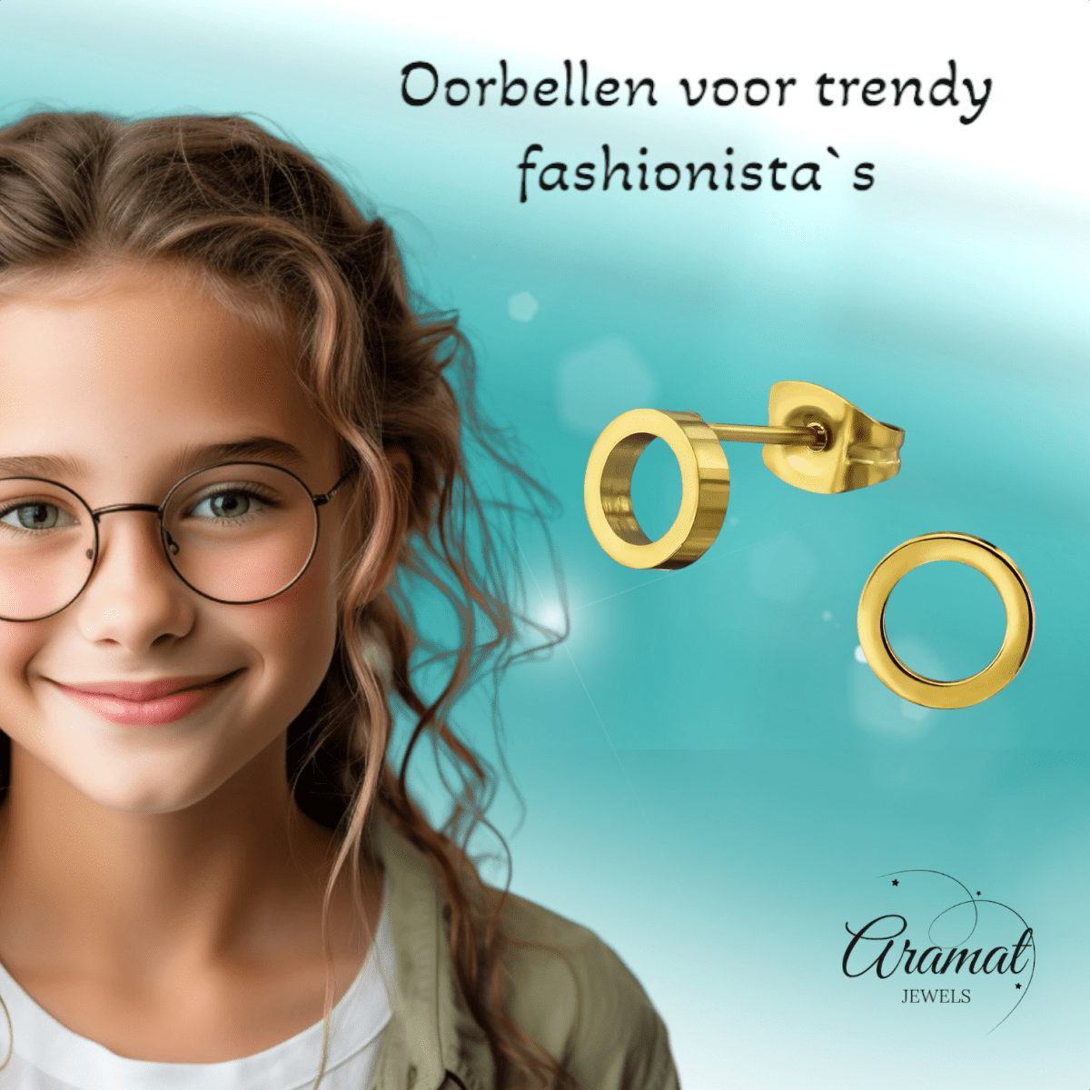 RVS Cirkel Oorbellen Goudkleur Open 10mm - Minimalistische Oorstekers - Aramat Jewels - Oorbellen - cadeautip