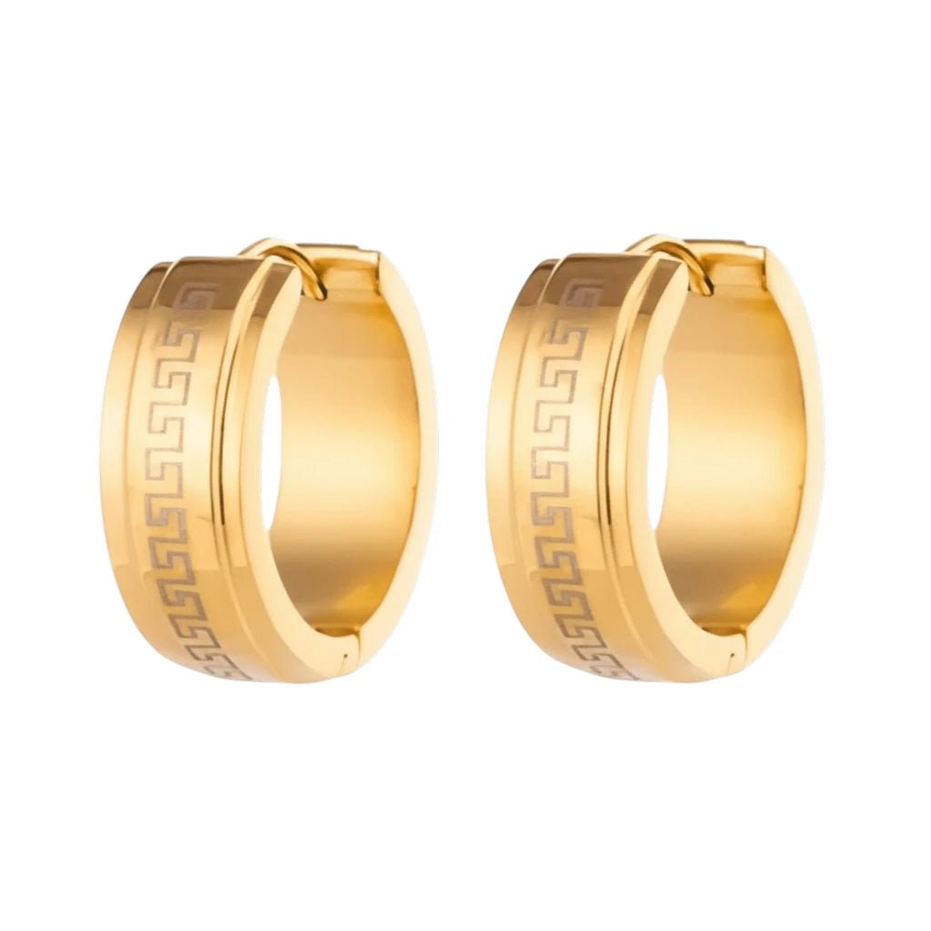 RVS Creolen Goudkleur Grieks Motief/Versace (13 & 20mm) - Aramat Jewels - Oorringen - cadeautip