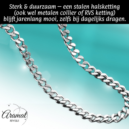 Steel Curb Gourmet Necklace Silver-Colored