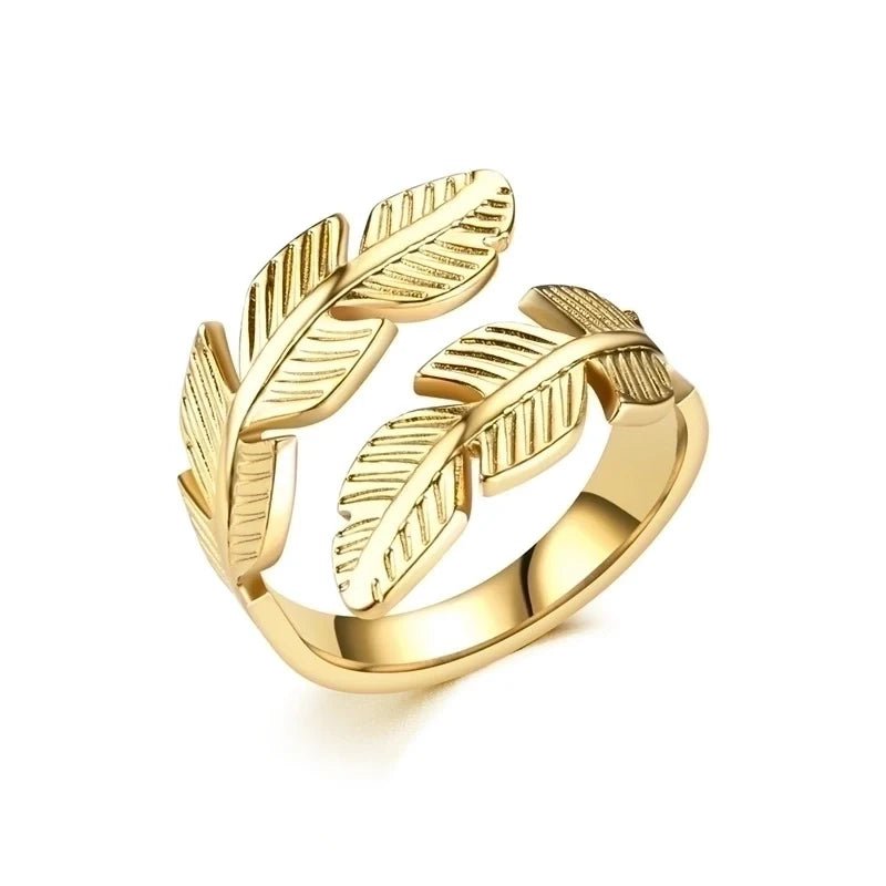 RVS Damesring Verstelbaar – Brede Open Veertjesvorm – 15 mm - ring344 - 2981 - Ringen kopen# - Zilverkleur - alles - boho