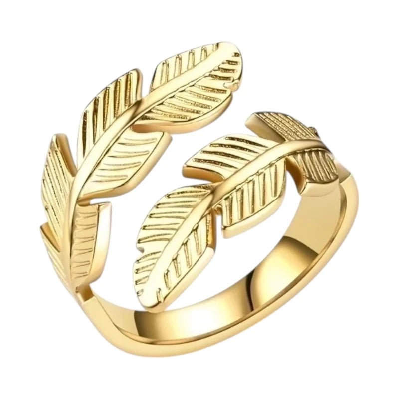 RVS Damesring Verstelbaar – Brede Open Veertjesvorm – 15 mm - ring344 - 2981 - Ringen kopen# - Zilverkleur - alles - boho