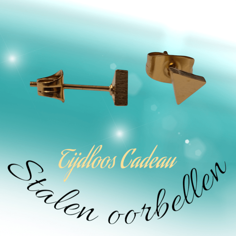 RVS Driehoek Oorbellen Goudkleur 5mm - Geometrische Oorstekers - Aramat Jewels - Oorbellen - cadeautip