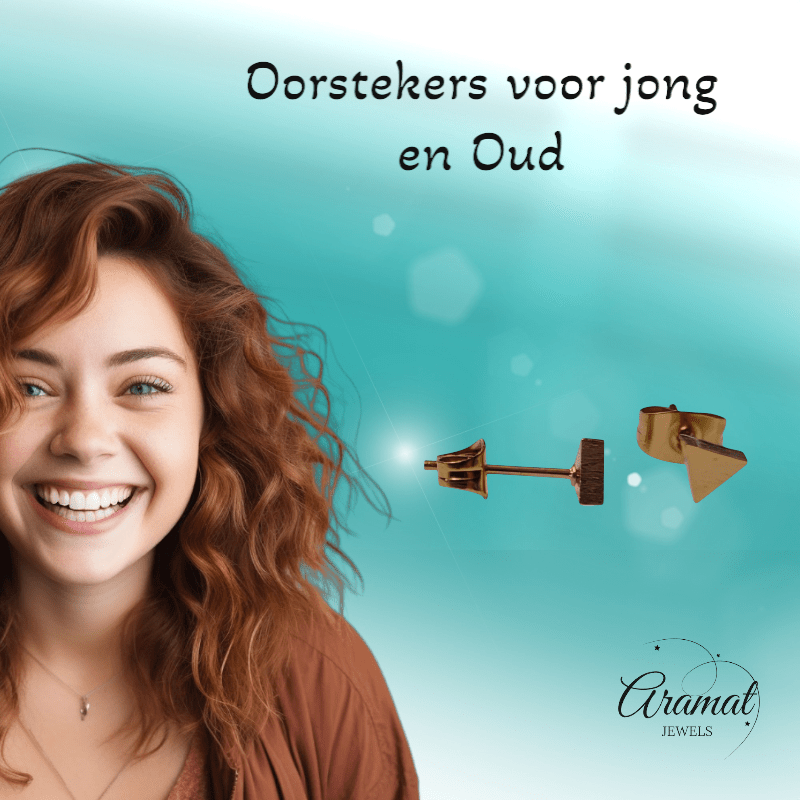 RVS Driehoek Oorbellen Goudkleur 5mm - Geometrische Oorstekers - Aramat Jewels - Oorbellen - cadeautip