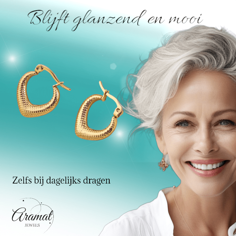 RVS Druppelvormige Oorringen met Ruitjesmotief 20x20mm - oor6363 - 514414 - Oorringen kopen# - 20mm - alles - bolletjes