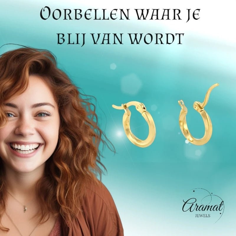 RVS Goudkleurige Gedraaide Oorringen 10mm - Trendy & Tijdloos - oor2521 - Oorringen kopen