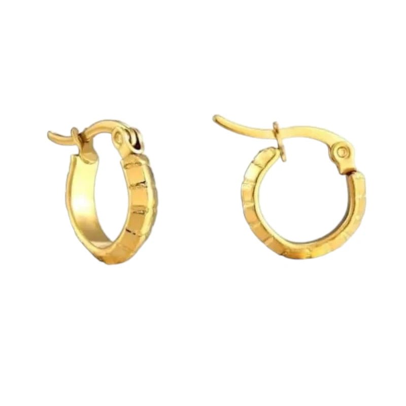 RVS Goudkleurige Oorringetjes 10mm - streepmotief - oor4780 - fg - Oorringen kopen