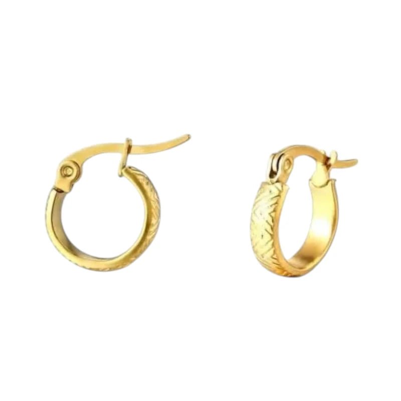 RVS Goudkleurige Oorringetjes 10mm - zigzag motief - oor846 - Oorringen kopen