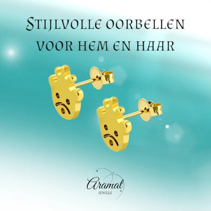RVS Goudkleurige Smiley Oorbellen - oor5247 - zem331 - Oorbellen kopen
