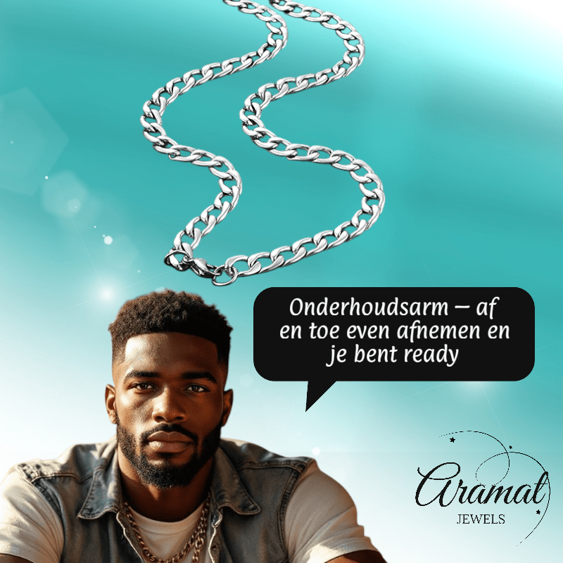 RVS Gourmet Ketting Zilverkleur 50 - 60cm - Sterke Schakelketting - Aramat Jewels - Halskettingen - cadeautip