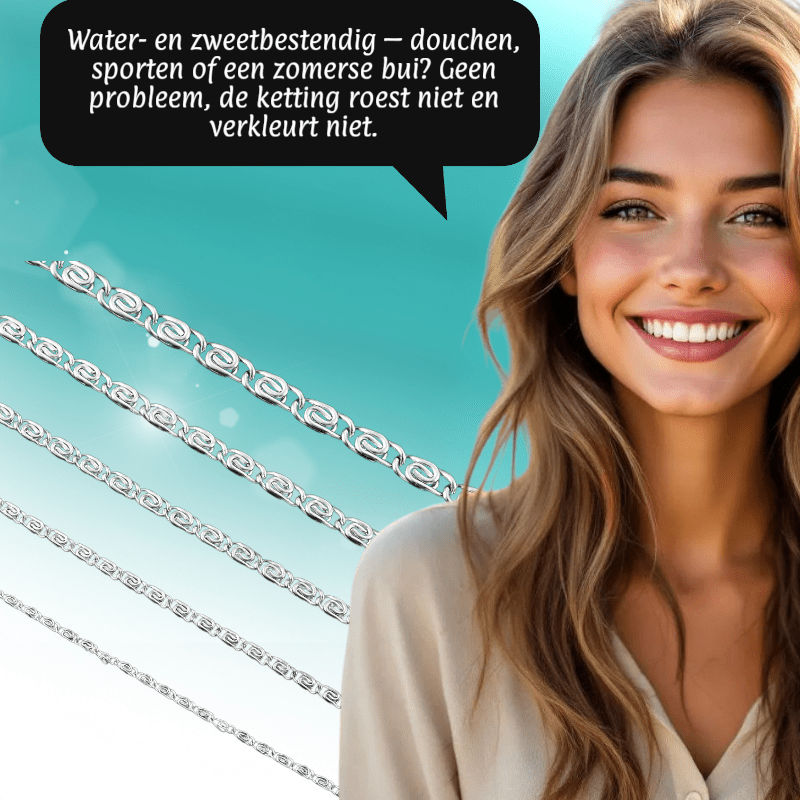 RVS Griekse Ketting 50 - 60cm Zilverkleur - Greek Pattern Unisex - Aramat Jewels - Halskettingen - cadeautip