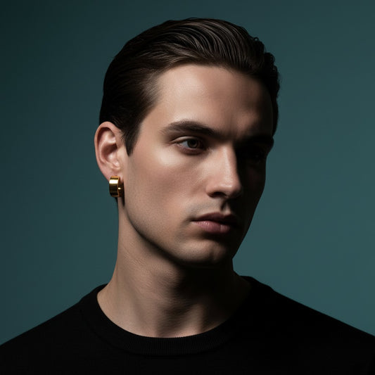 Stainless Steel Hoop Earrings Smooth Gold Color 20mm - Women