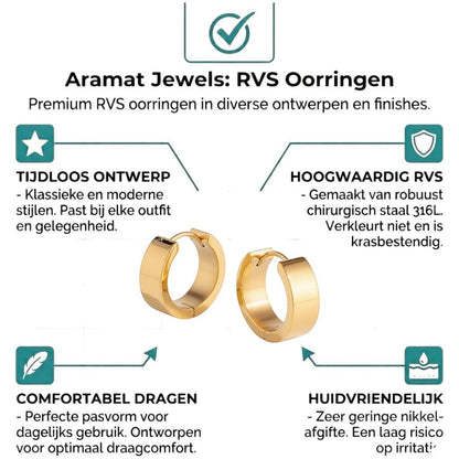 RVS Hoepel Oorringen Glad Goudkleur 20mm - Dames - Aramat Jewels - Oorringen - cadeautip