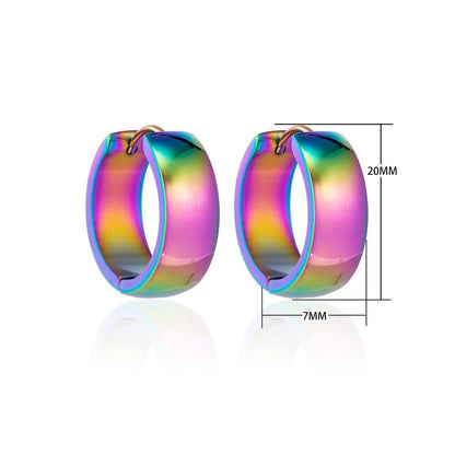 RVS Huggie Oorringen Glad Regenboogkleur 20mm - Unisex - Aramat Jewels - Oorringen - cadeautip