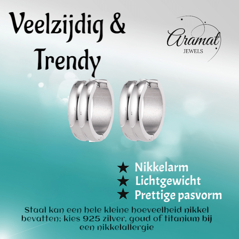 RVS Huggie Oorringen - unisex - 20x7mm - oor5832 - se41104 - Oorringen kopen# - 20mm - 7mm - alles