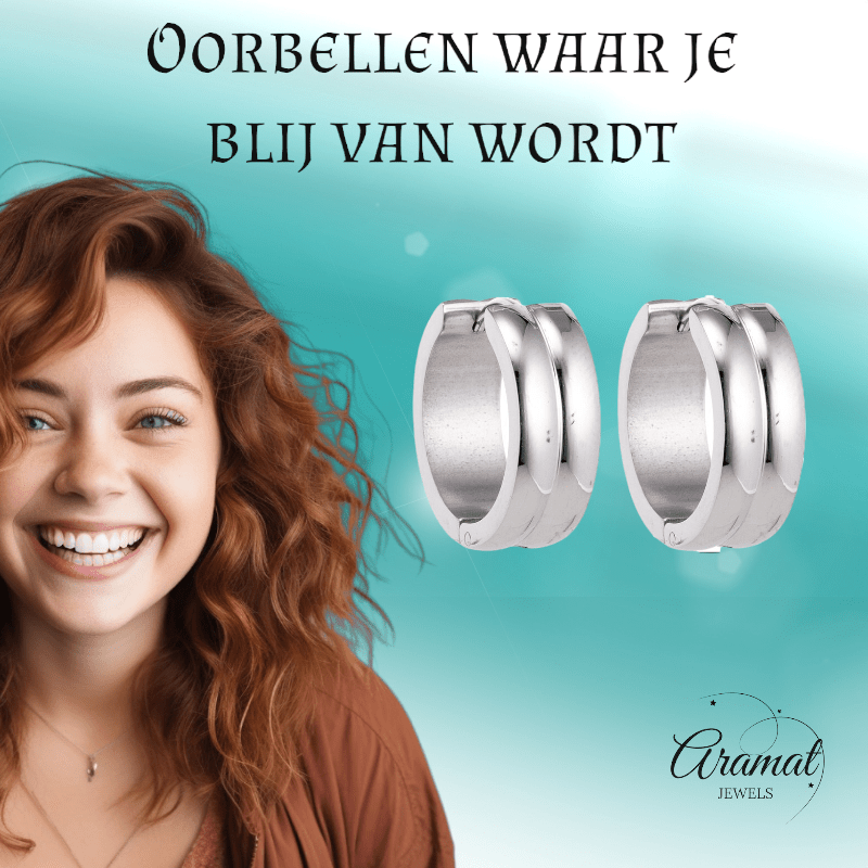RVS Huggie Oorringen - unisex - 20x7mm - oor5832 - se41104 - Oorringen kopen# - 20mm - 7mm - alles
