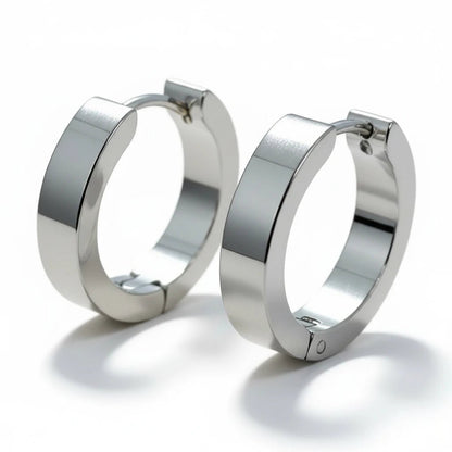 RVS Huggies Oorringen Zilverkleur 17x4mm - Dikke Hoepels Unisex - Aramat Jewels - Oorringen - cadeautip