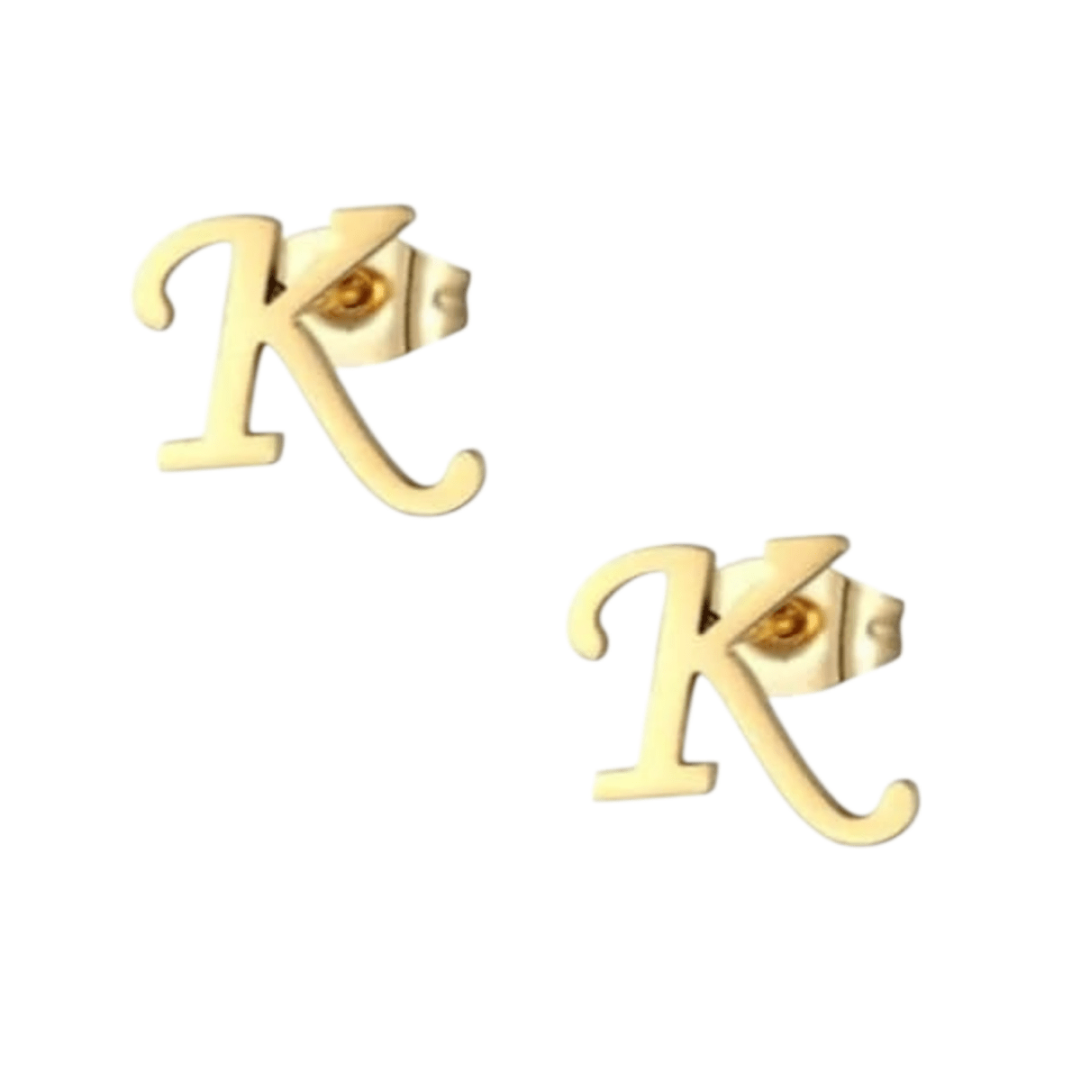 RVS letter K oorstekers goudkleurig - Aramat Jewels - Oorbellen - cadeautip