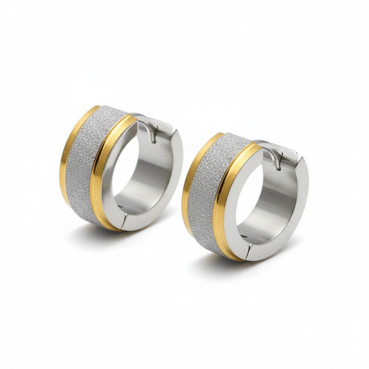 Boucles d'oreilles en acier inoxydable - Bicolores - Sablées 