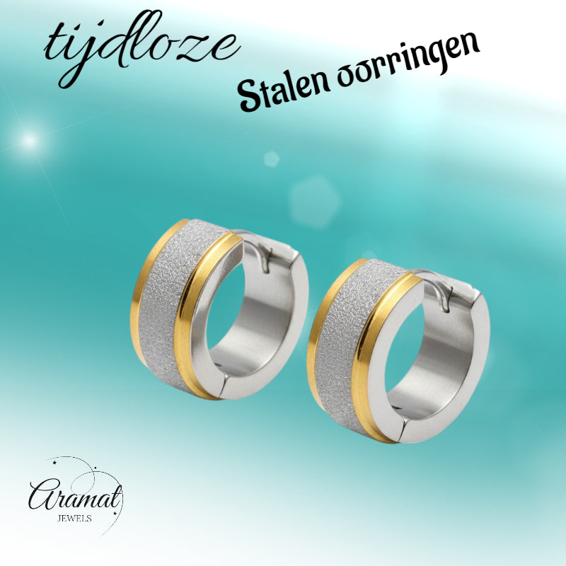 Stainless steel earrings - Bicolor - Sandblasted