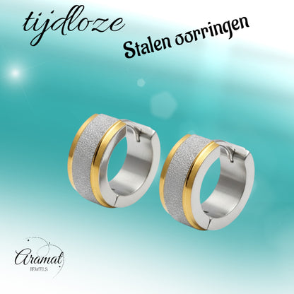 Stainless steel earrings - Bicolor - Sandblasted