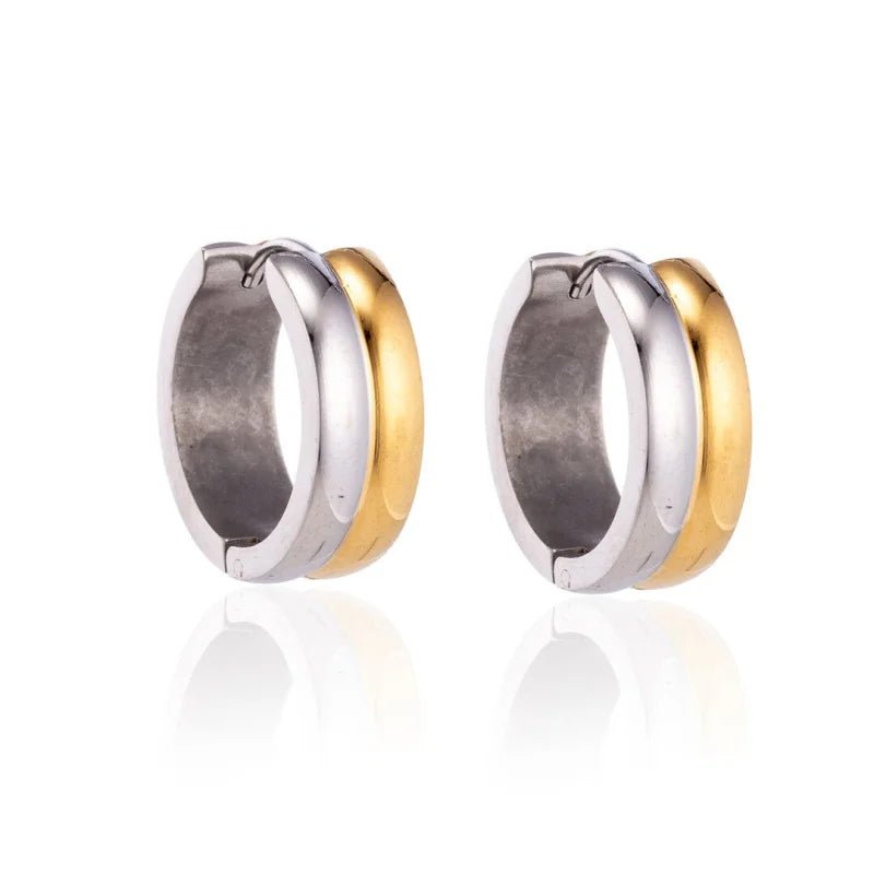 Boucles d'oreilles en acier inoxydable - Acier bicolore - Brillant 