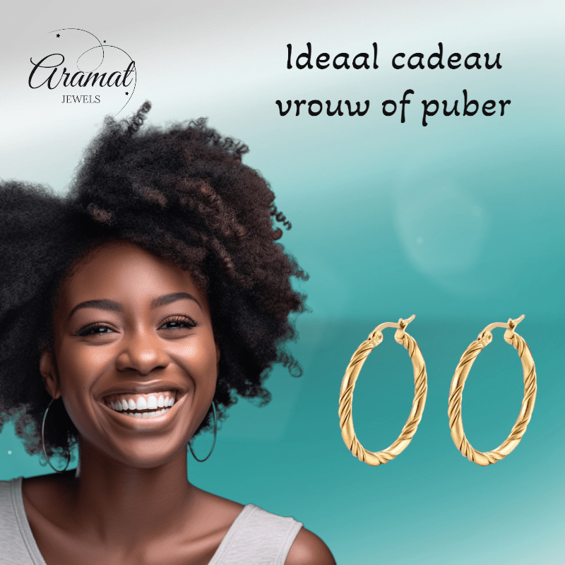 RVS Oorringen Gedraaid 30mm – Goudkleurige Creolen met Twisted Motief - oor6358 - ms - 023 - Oorringen kopen# - 30mm - alles - cadeau